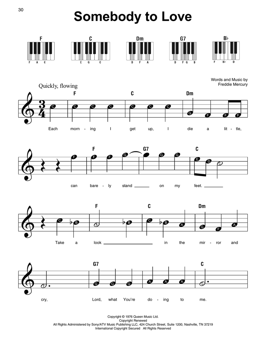 Somebody To Love By Queen Easy Piano Digital Sheet Music Sheet Music Plus Somebody To Love By Queen Easy Piano Digital Sheet Music Sheet Music Plus