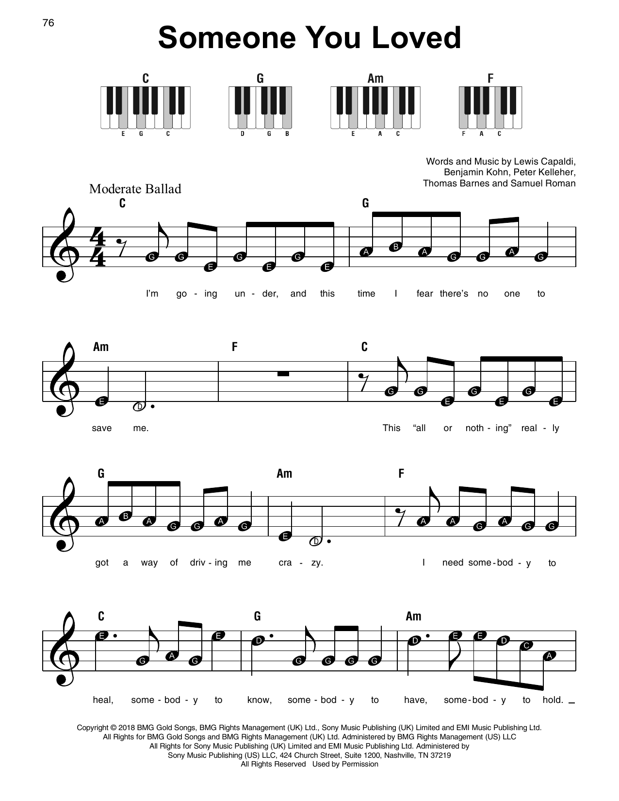 Someone You Loved By Lewis Capaldi Sheet Music For Super Easy Piano At Sheet Music Direct Someone You Loved By Lewis Capaldi Sheet Music For Super Easy Piano At Sheet Music Direct