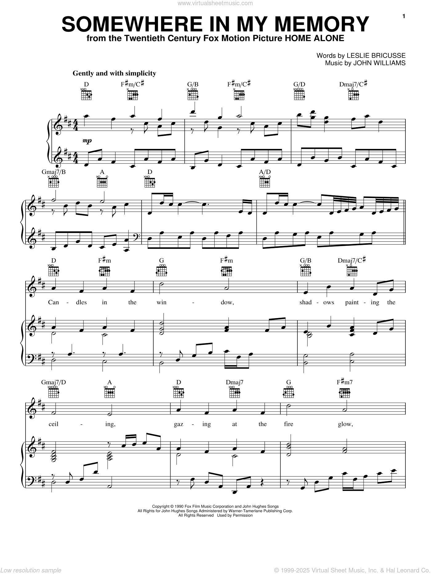 Somewhere In My Memory Sheet Music For Voice Piano Or Guitar