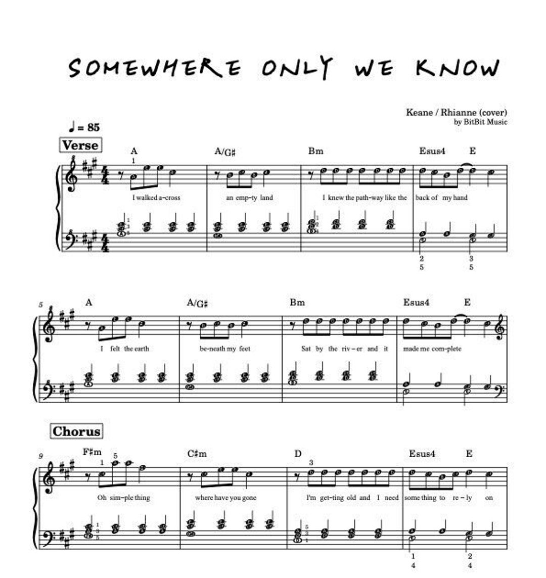 Somewhere Only We Know Piano Sheet Music 6 In 1 Etsy Somewhere Only We Know Piano Sheet Music 6 In 1 Etsy