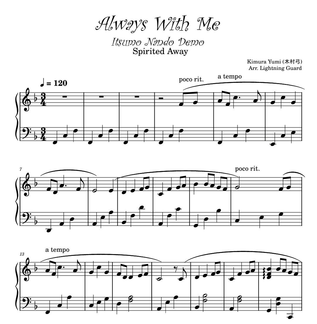 Spirited Away Piano Sheet Music Always With Me PDF Etsy