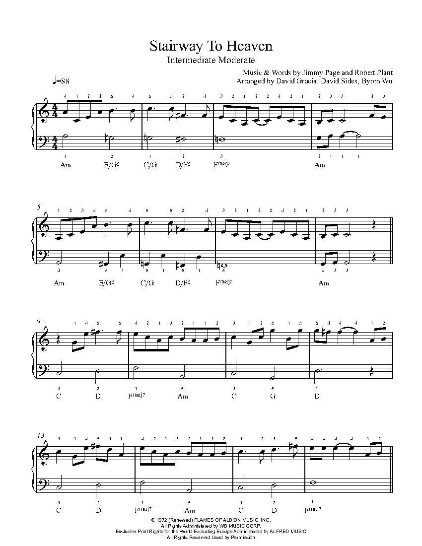 Stairway To Heaven By Led Zeppelin Sheet Music Lesson Intermediate Level