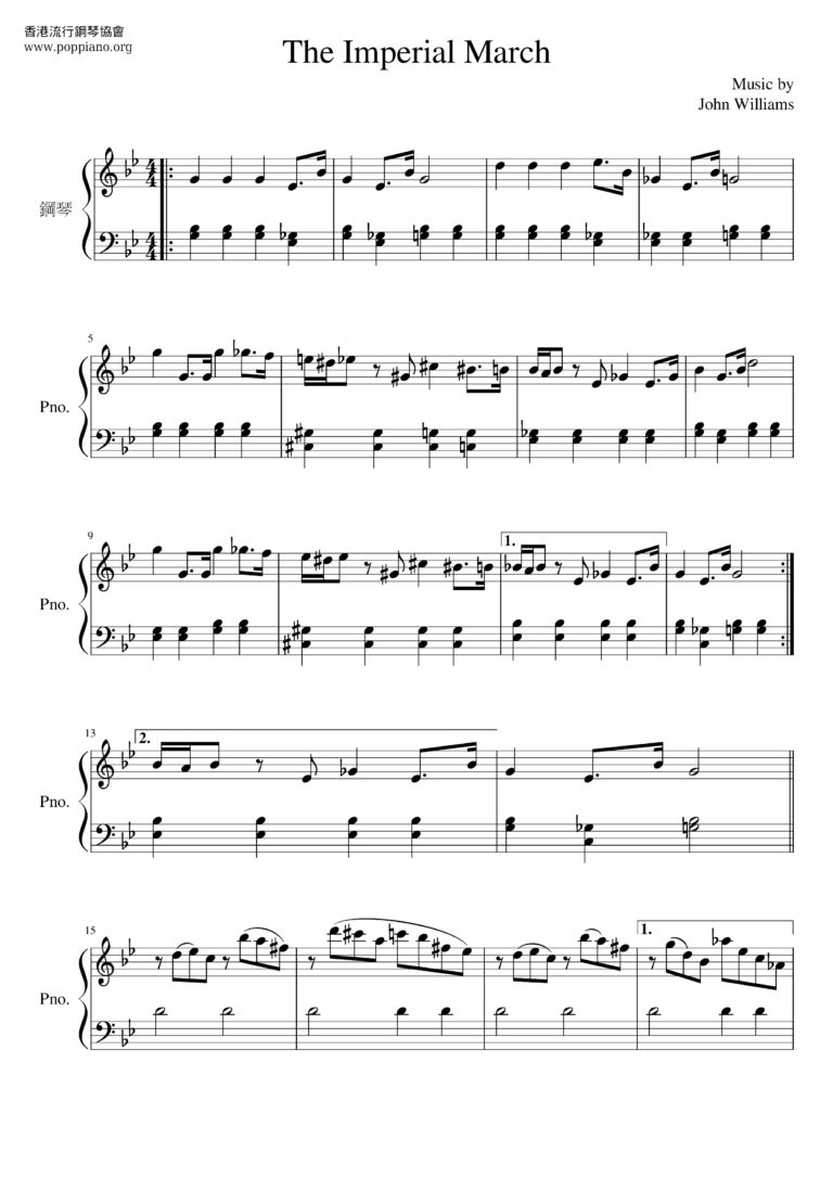  Star Wars The Imperial March Sheet Music Piano Score Free PDF Download HK Pop Piano Academy
