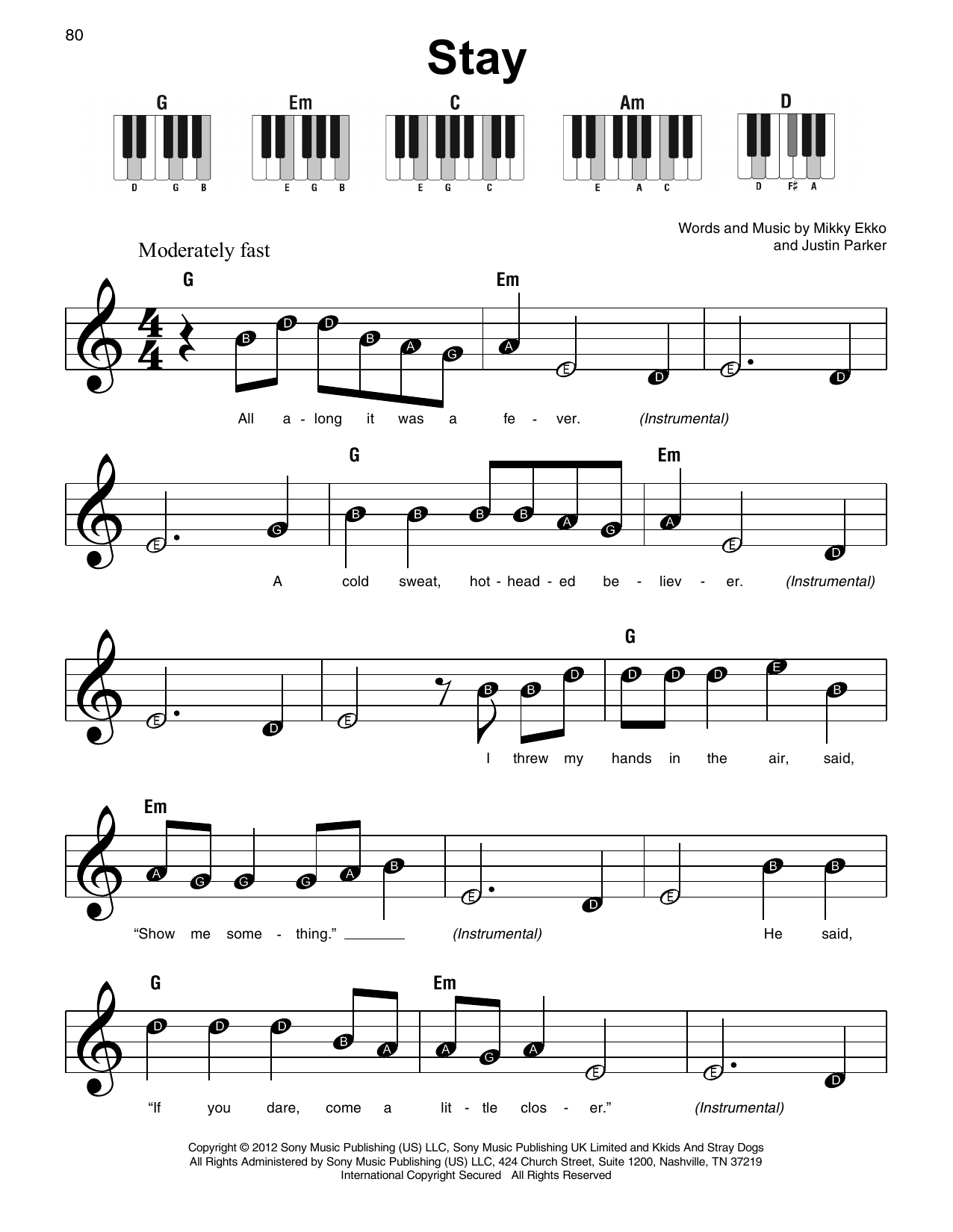 Stay By Rihanna Sheet Music For Super Easy Piano At Sheet Music Direct