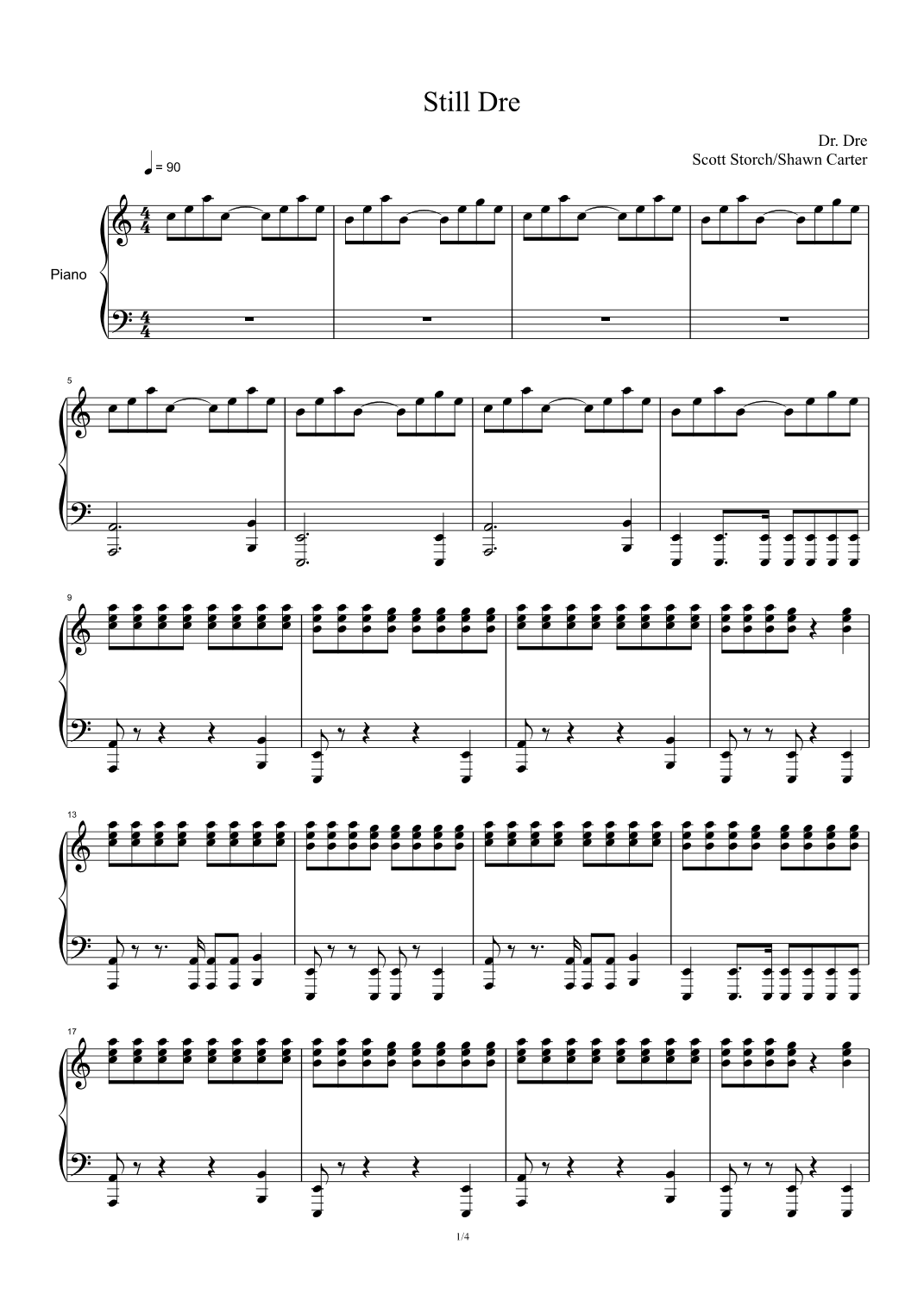 Still D r e arr Dr Dre By Dr Dre Sheet Music For Piano Solo At Sheet Music Direct