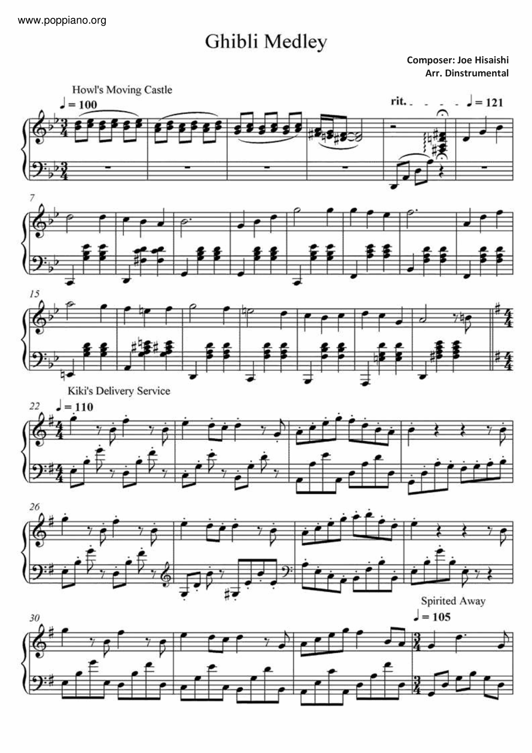  Studio Ghibli Ghibli Medley Sheet Music Pdf Free Score Download 