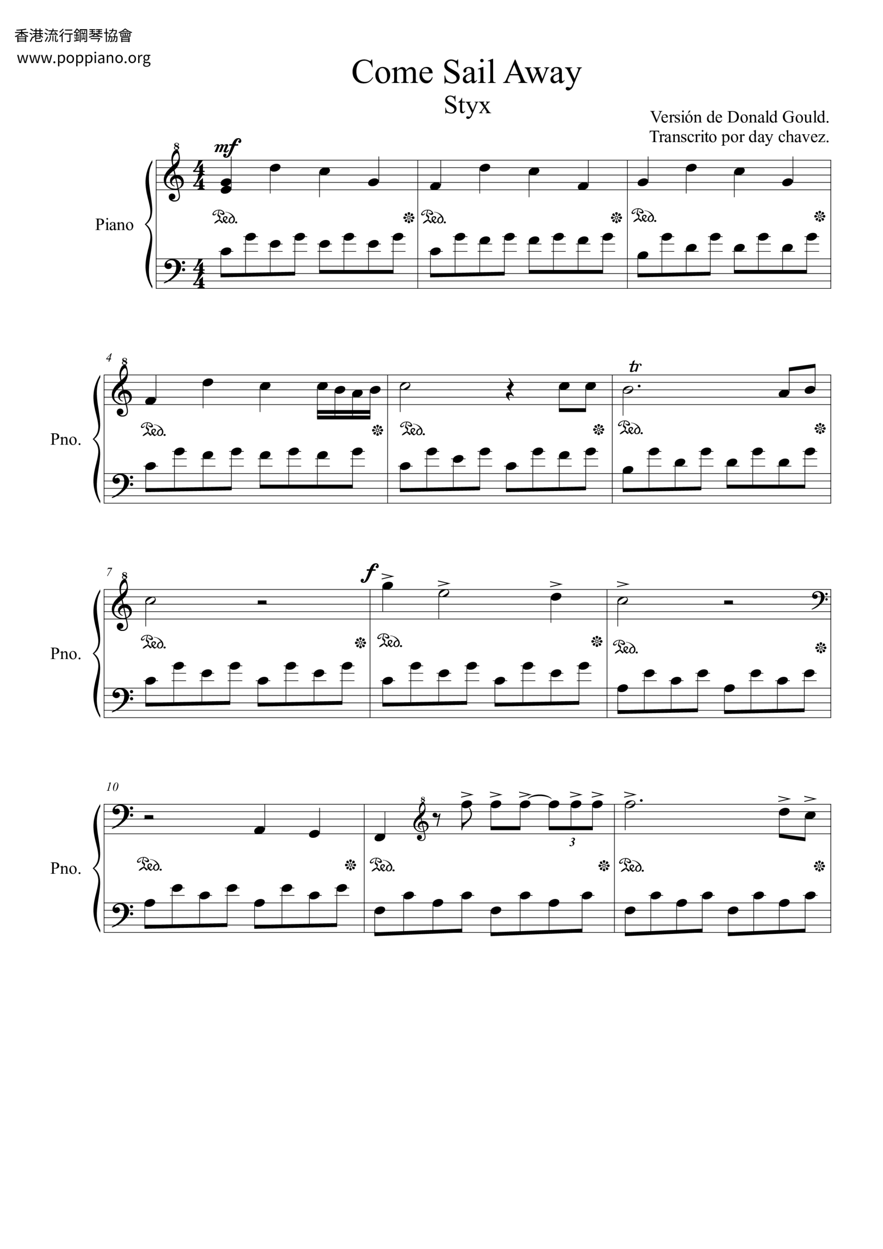  Styx Come Sail Away Sheet Music Pdf Free Score Download 
