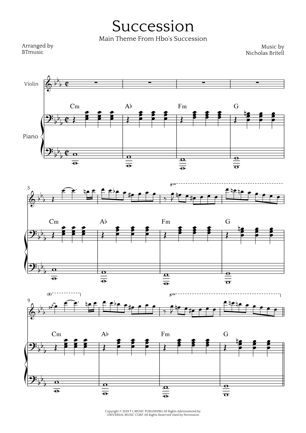 succession piano sheet music