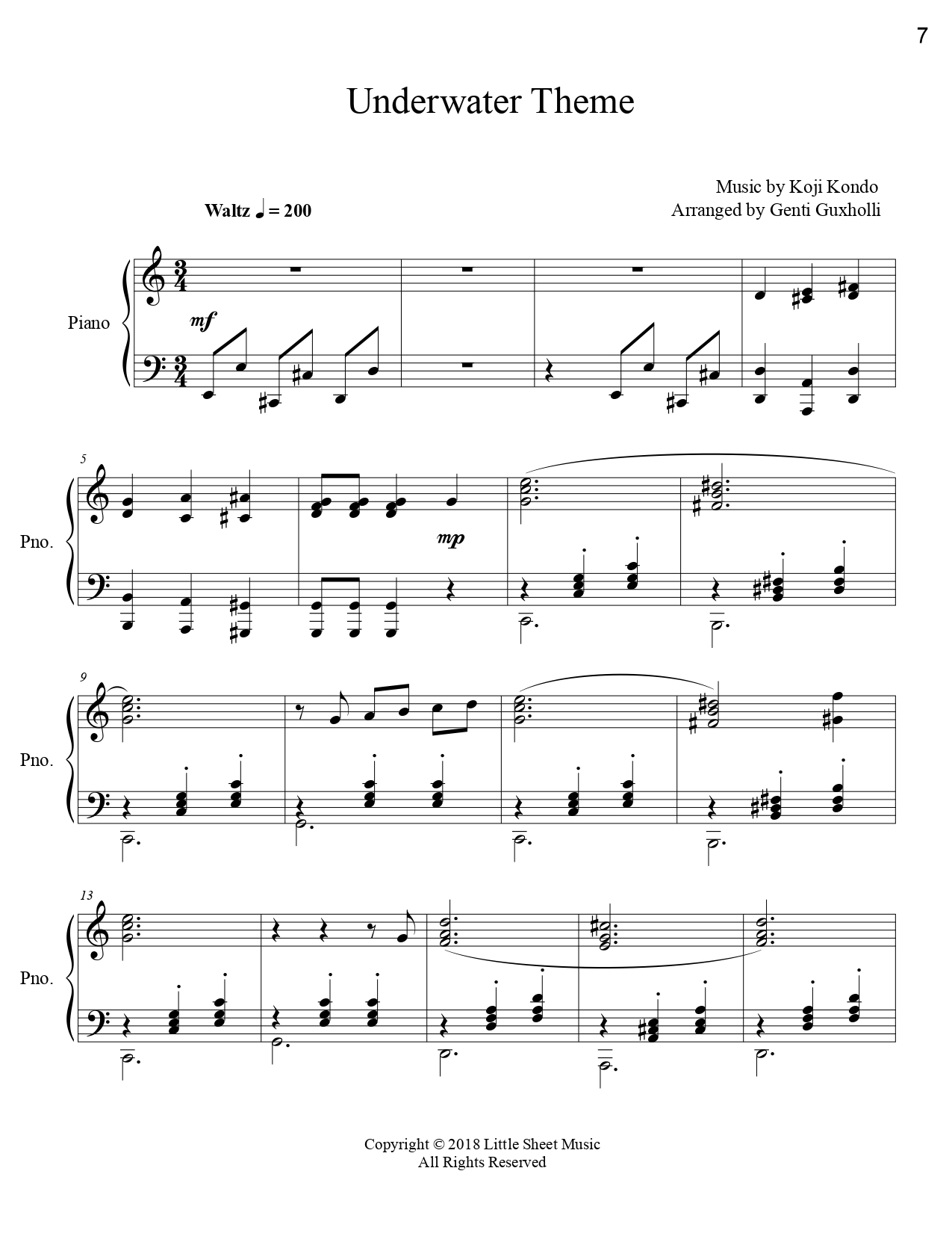 Super Mario Bros MEDLEY Piano Solo Littlesheetmusic