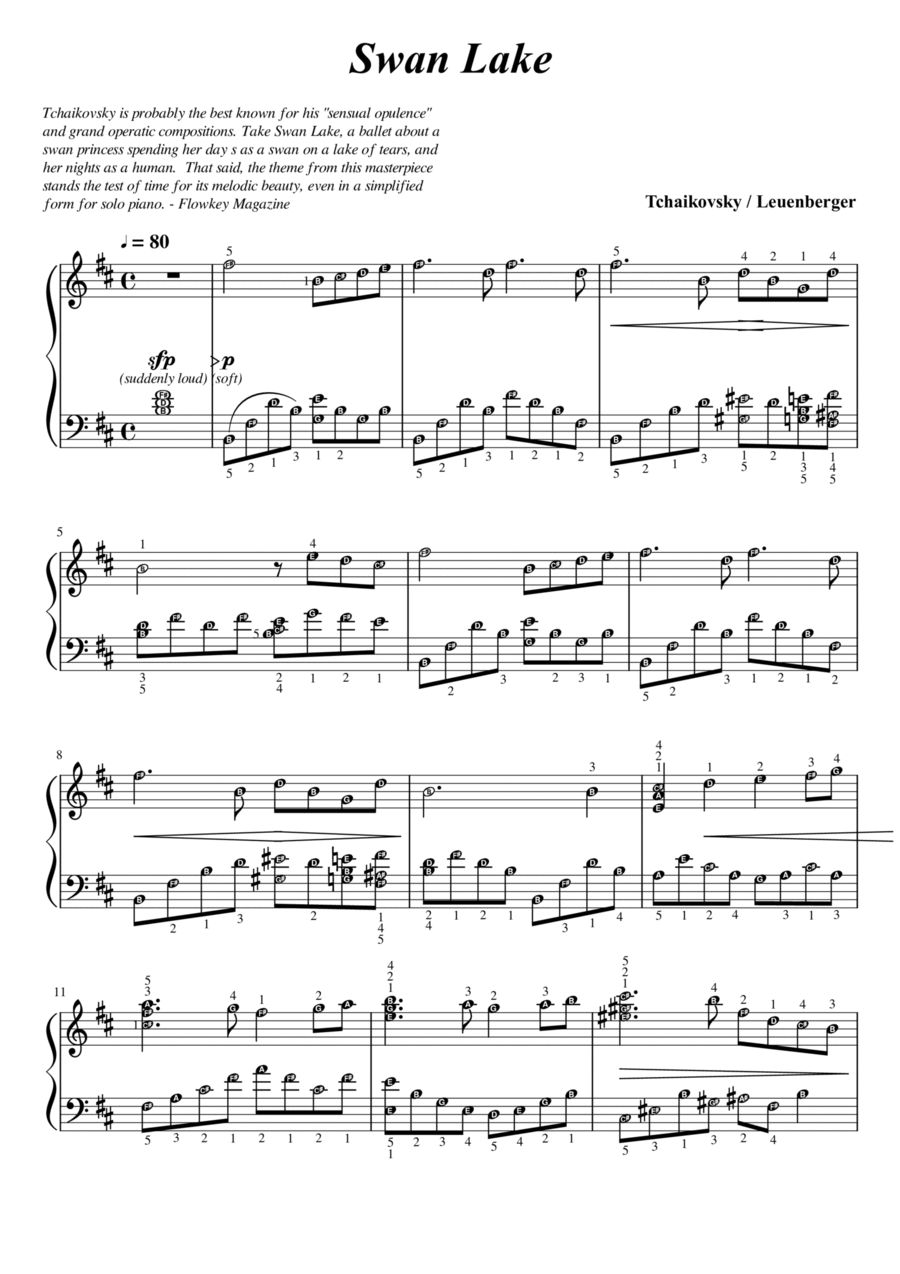 Swan Lake Tchaikovsky Piano Solo Grade 5 Intermediate With Note Names And Meaning Of Terms arr Leuenburger By Tchaikovsky Sheet Music For Piano Solo At Sheet Music Direct Swan Lake Tchaikovsky Piano Solo Grade 5 Intermediate With Note Names And Meaning Of Terms arr Leuenburger By Tchaikovsky Sheet Music For Piano Solo At Sheet Music Direct