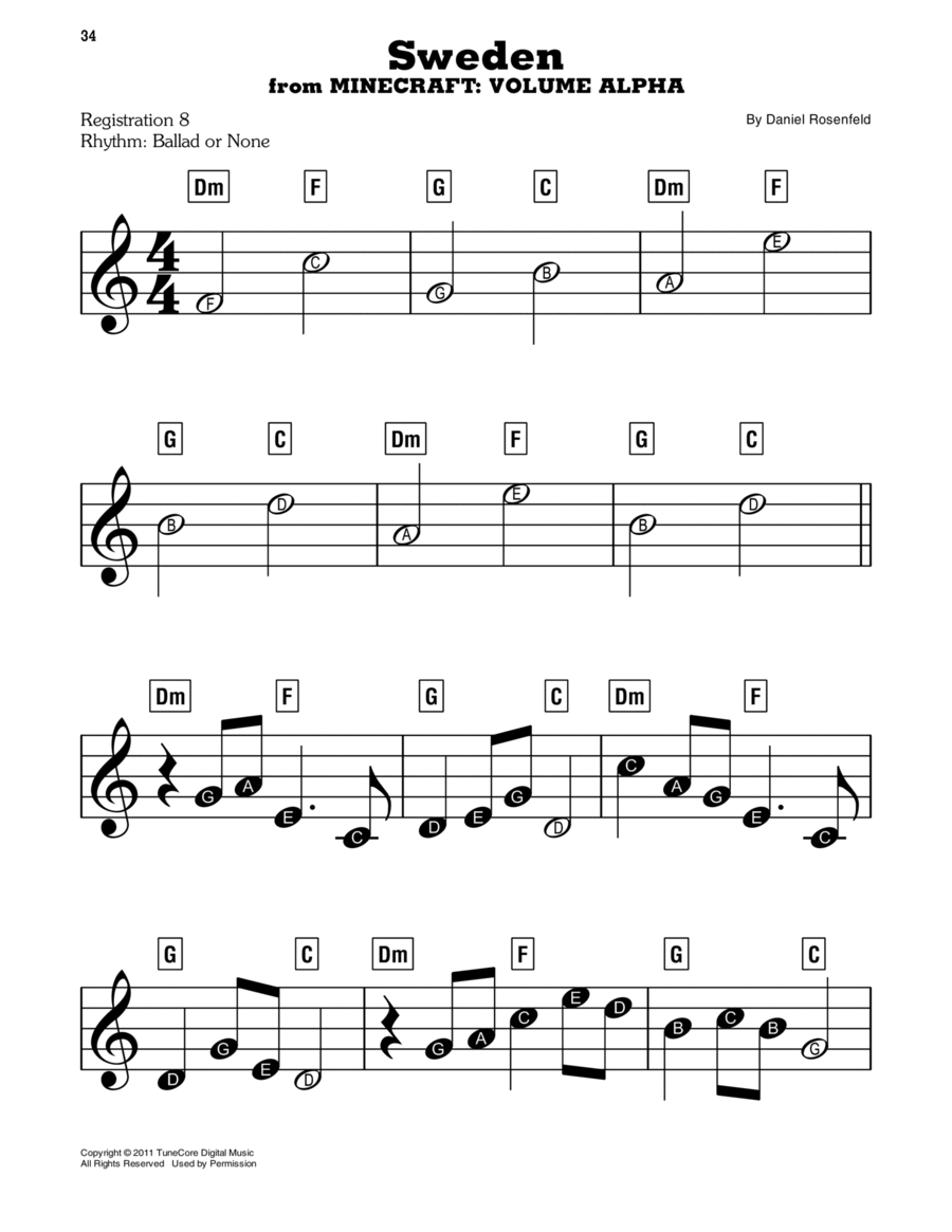 minecraft music sheet music piano
