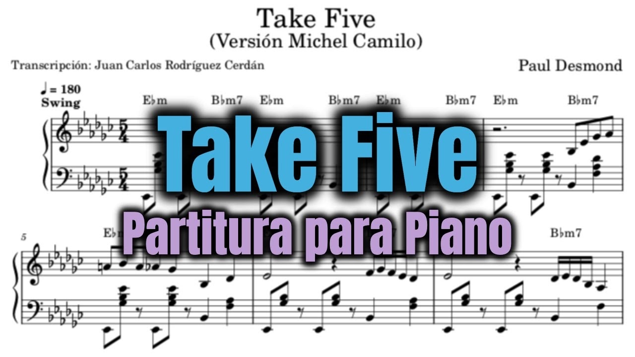 take 5 piano sheet music