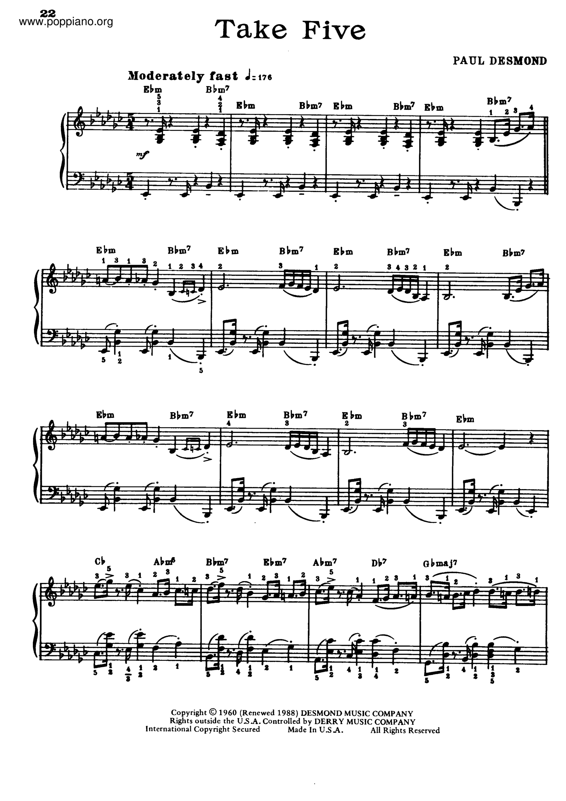  Take Five Sheet Music Piano Score Free PDF Download HK Pop Piano Academy