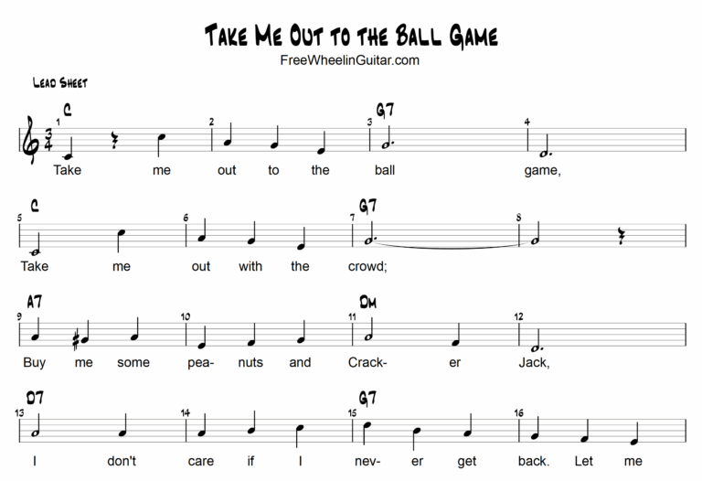 Take Me Out To The Ball Game Sheet Music FreewheelinGuitar