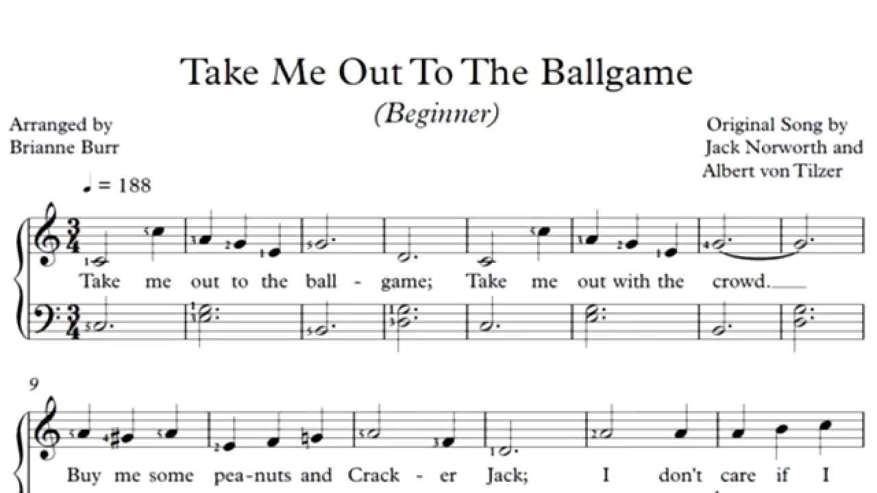 Take Me Out To The Ballgame Easy Piano Sheet Music YouTube