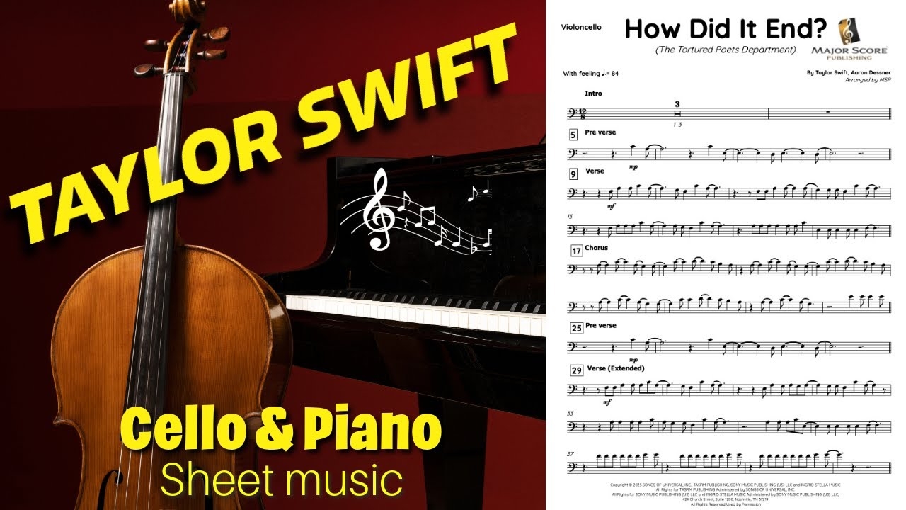 Taylor Swift How Did It End Cello Piano Sheet Music Arrangement YouTube