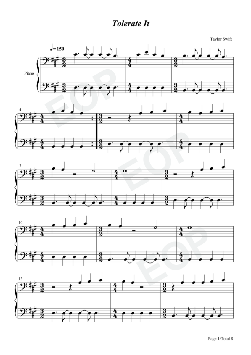 tolerate it piano sheet music tolerate it piano sheet music