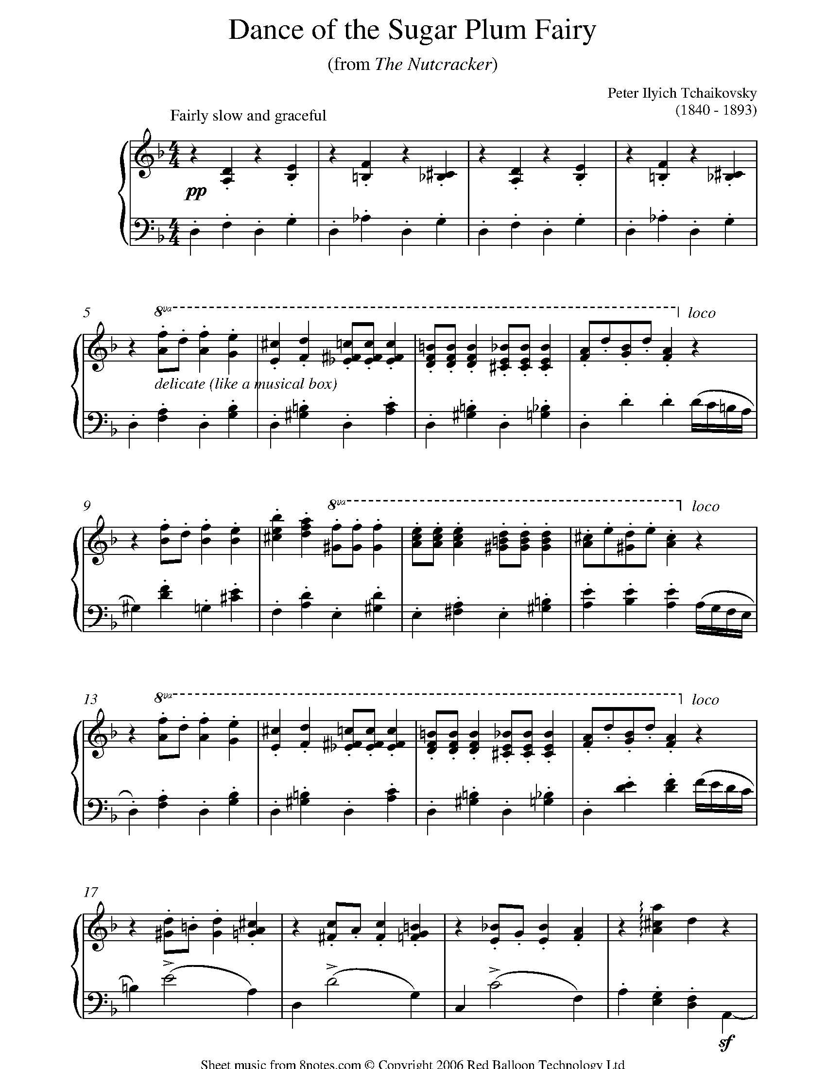 Tchaikovsky Pyotr Ilyich Dance Of The Sugar Plum Fairy From The Nutcracker For Piano Free Sheet Music For Piano 8notes Tchaikovsky Pyotr Ilyich Dance Of The Sugar Plum Fairy From The Nutcracker For Piano Free Sheet Music For Piano 8notes