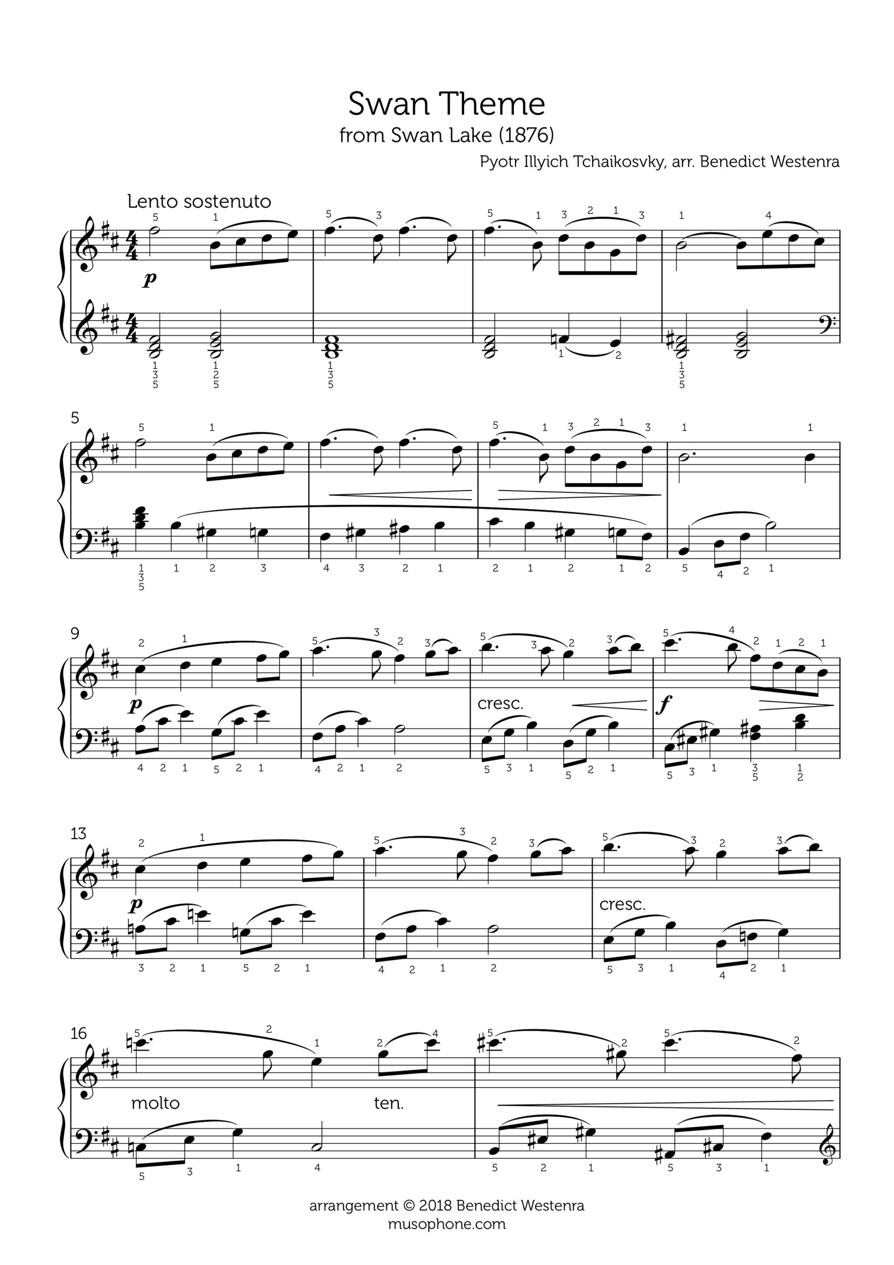 Tchaikovsky Swan Theme Piano Arrangement Tchaikovsky Swan Theme Piano Arrangement