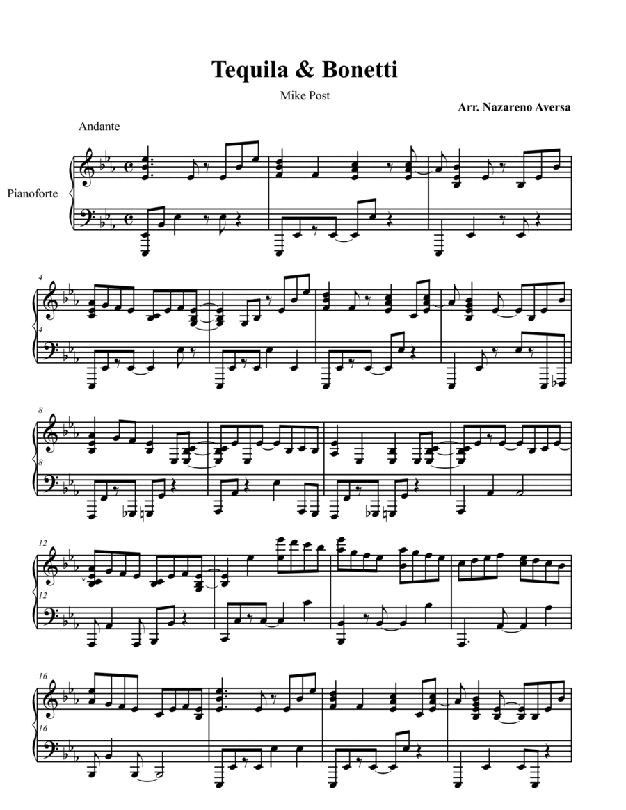 Tequila Bonetti arr Nazareno Aversa By Mike Post Sheet Music For Piano Solo At Sheet Music Direct