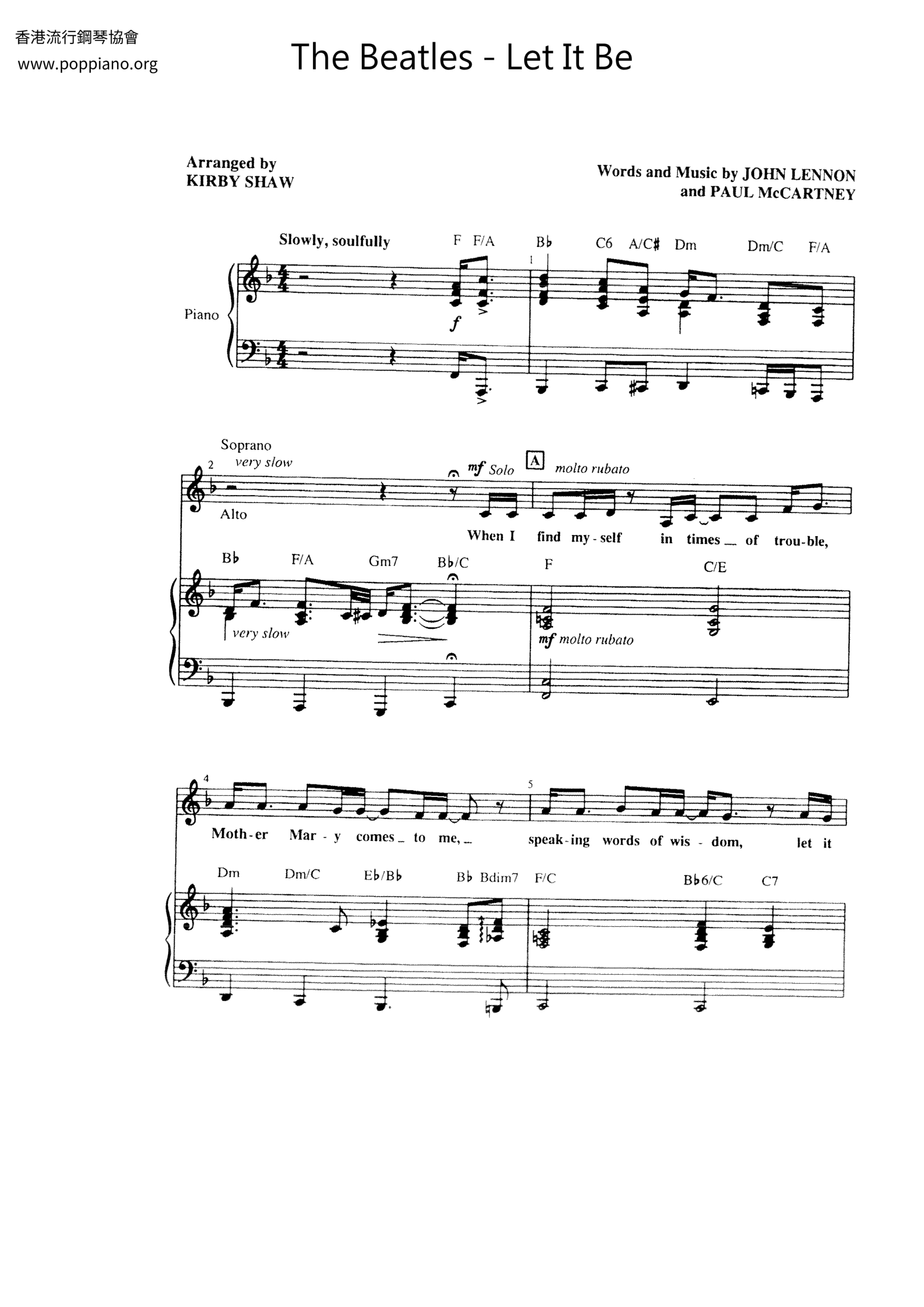 The Beatles Let It Be Sheet Music Pdf Free Score Download 