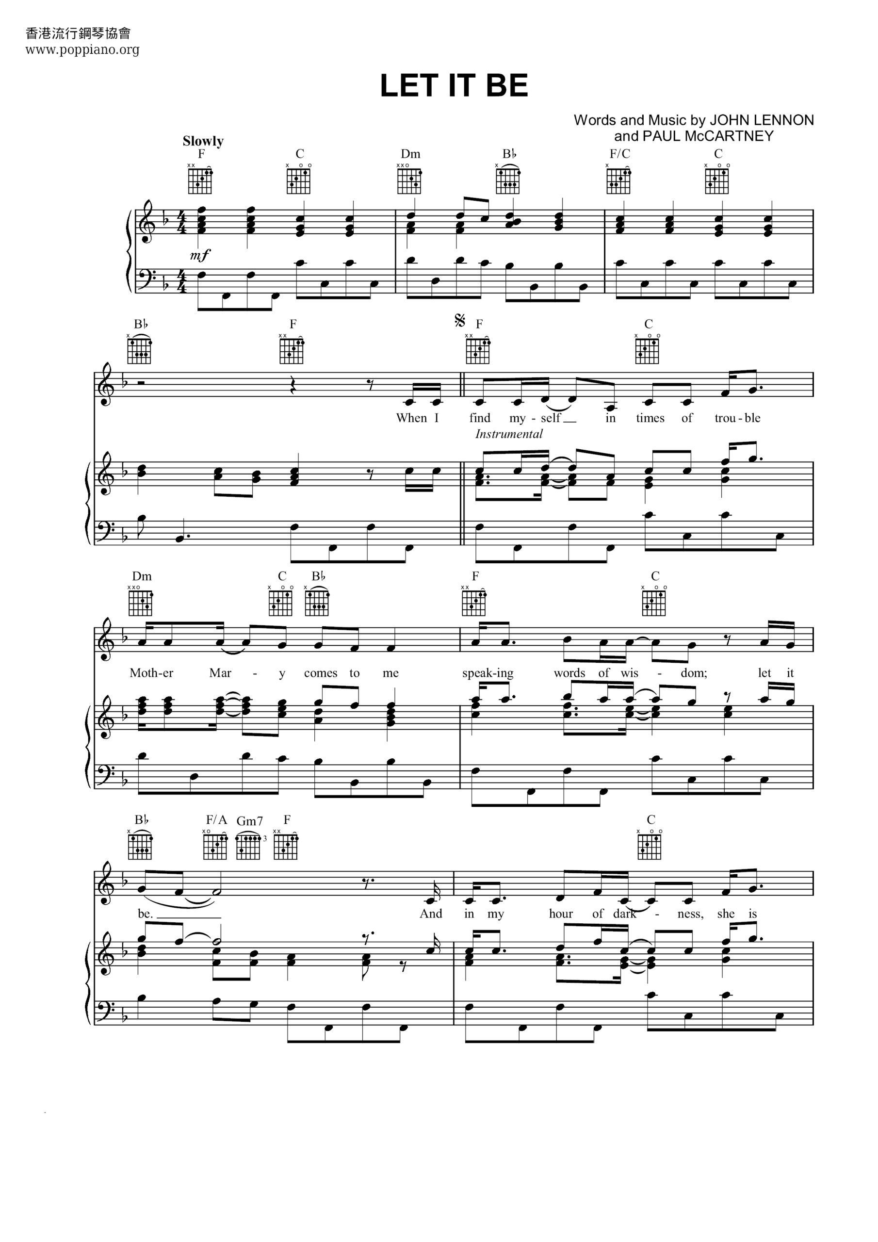 The Beatles Let It Be Sheet Music Pdf Free Score Download The Beatles Let It Be Sheet Music Pdf Free Score Download