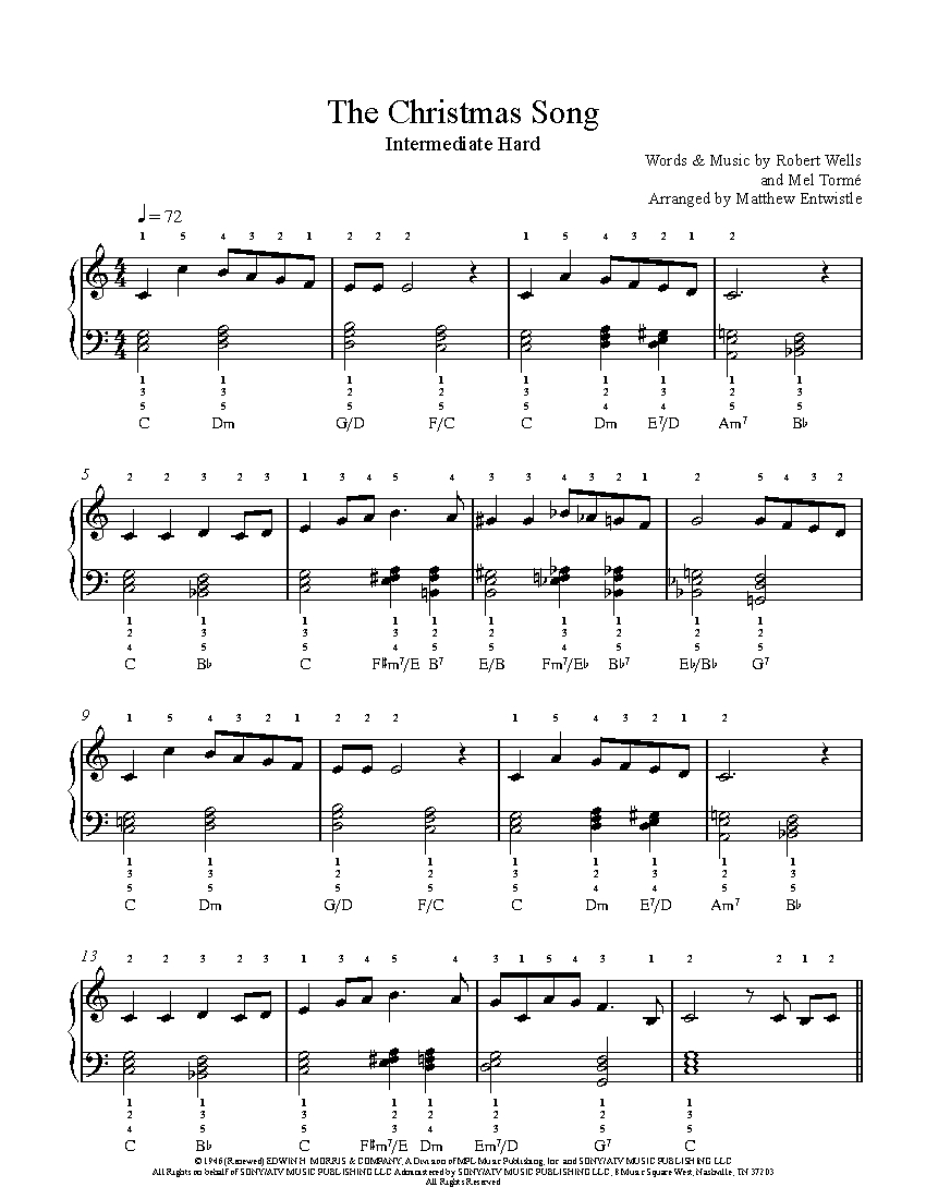 The Christmas Song By Nat King Cole Sheet Music Lesson Intermediate Level The Christmas Song By Nat King Cole Sheet Music Lesson Intermediate Level