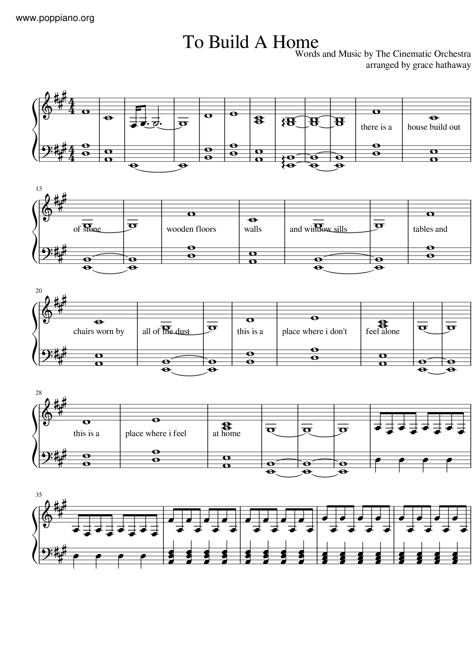 to build a home piano sheet music