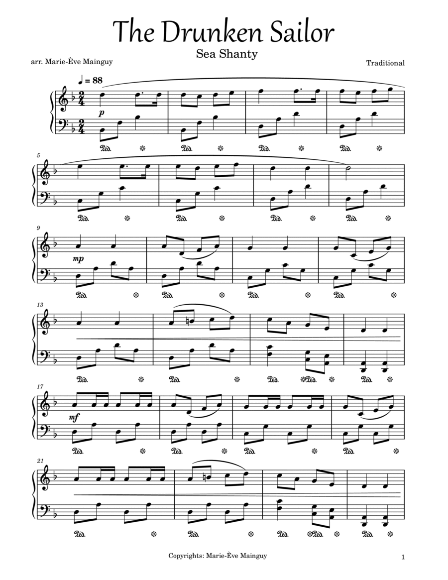 The Drunken Sailor By Traditional Piano Solo Digital Sheet Music Sheet Music Plus