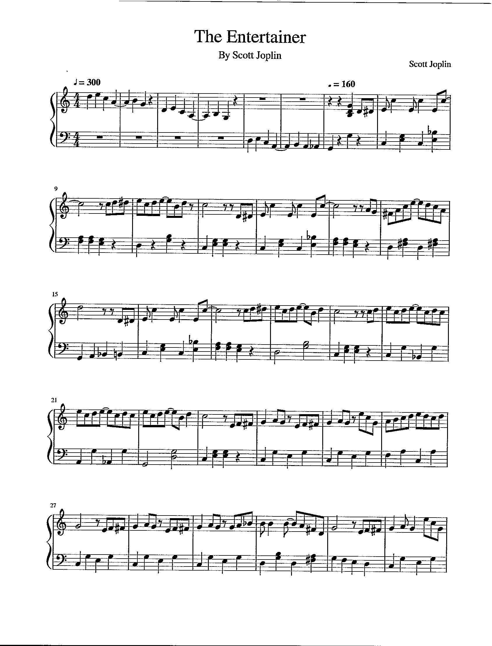 entertainer piano sheet music