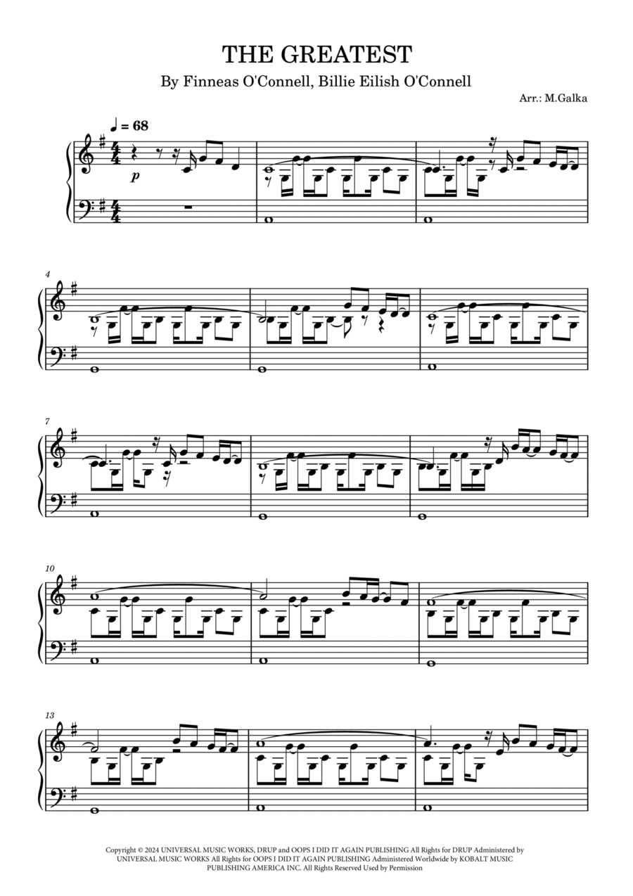 billie eilish piano sheet music