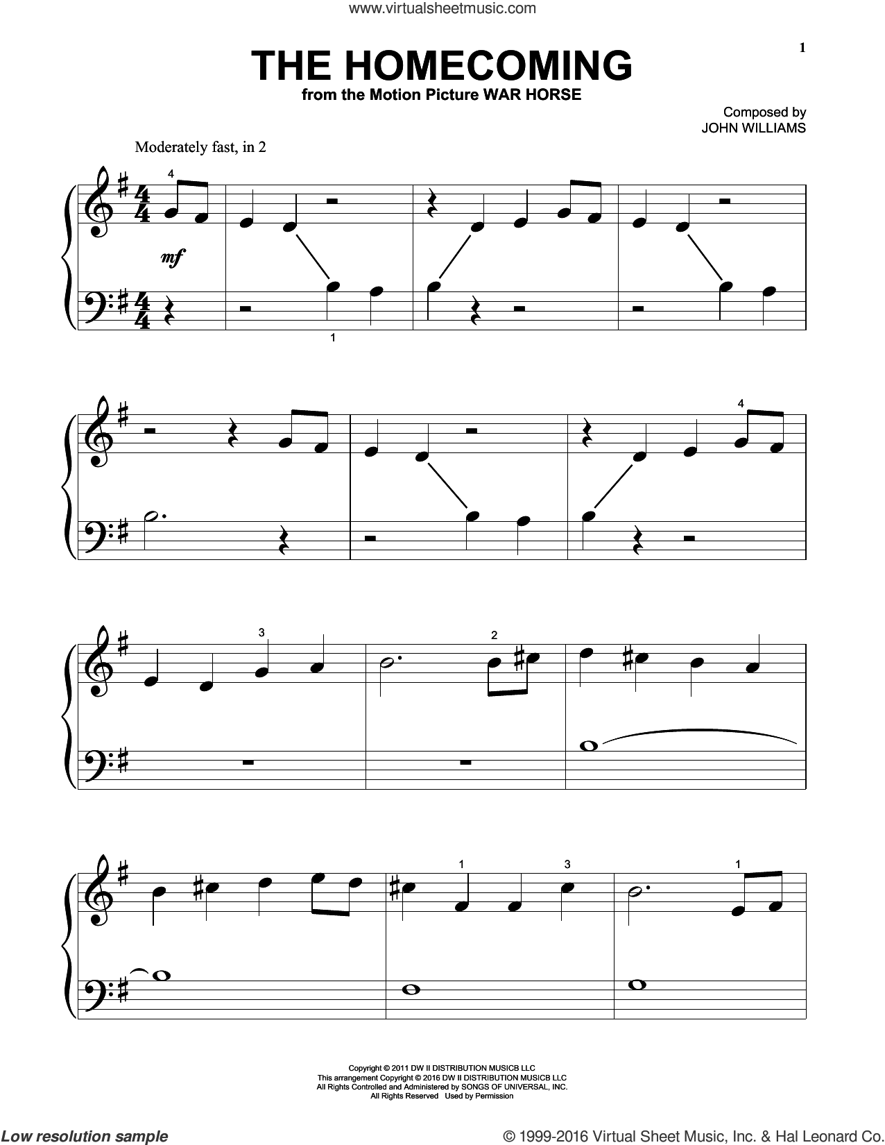The Homecoming beginner Sheet Music For Piano Solo PDF The Homecoming beginner Sheet Music For Piano Solo PDF