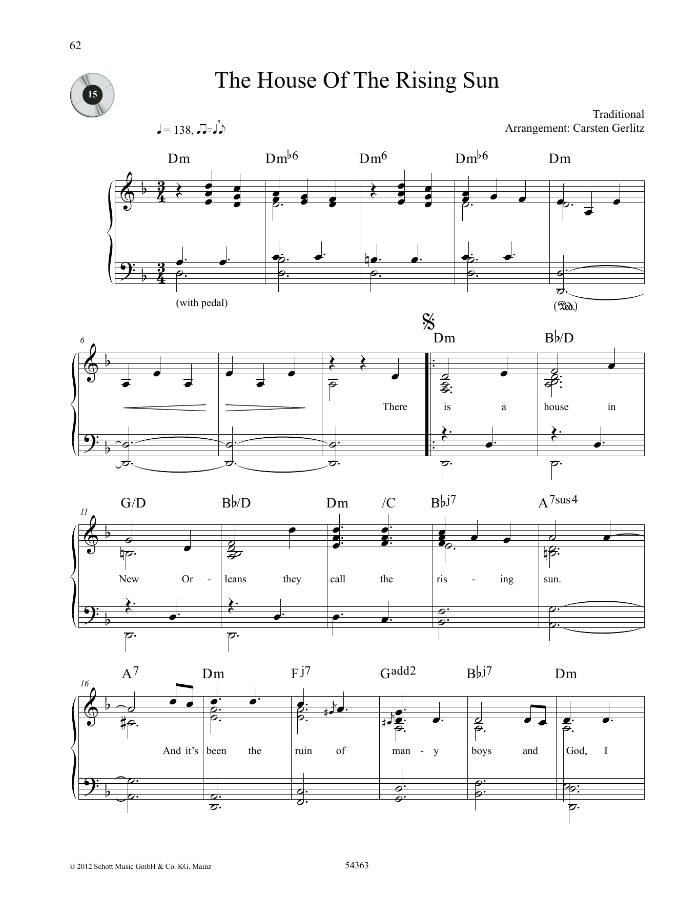 house of the rising sun sheet music piano solo