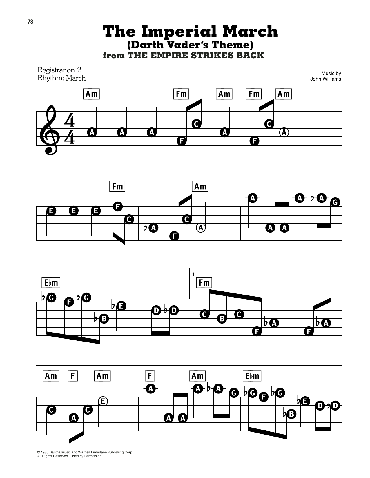 The Imperial March Darth Vader s Theme from Star Wars The Empire Strikes Back By John Williams Sheet Music For E Z Play Today At Sheet Music Direct