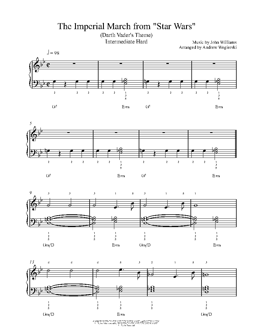 The Imperial March From Star Wars By John Williams Sheet Music Lesson Intermediate Level