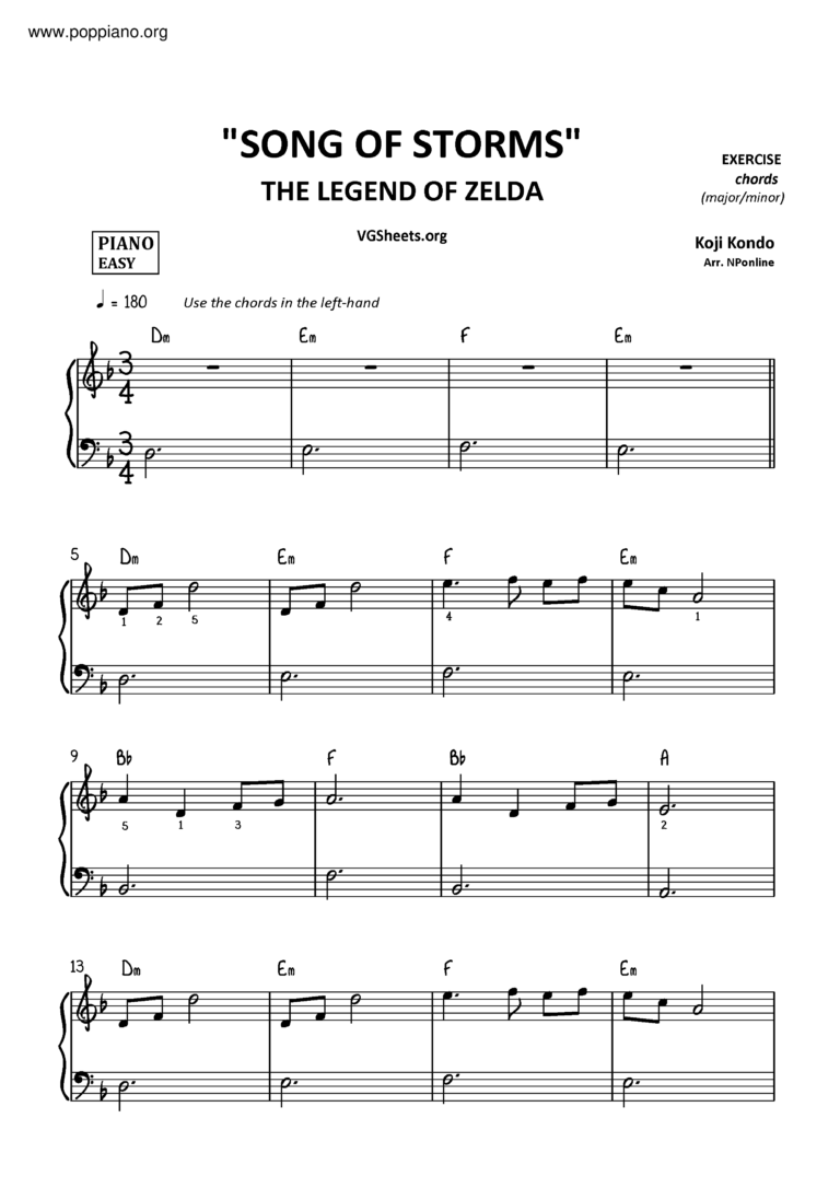  The Legend Of Zelda Ocarina Of Time Song Of Storms Sheet Music Pdf Free Score Download 