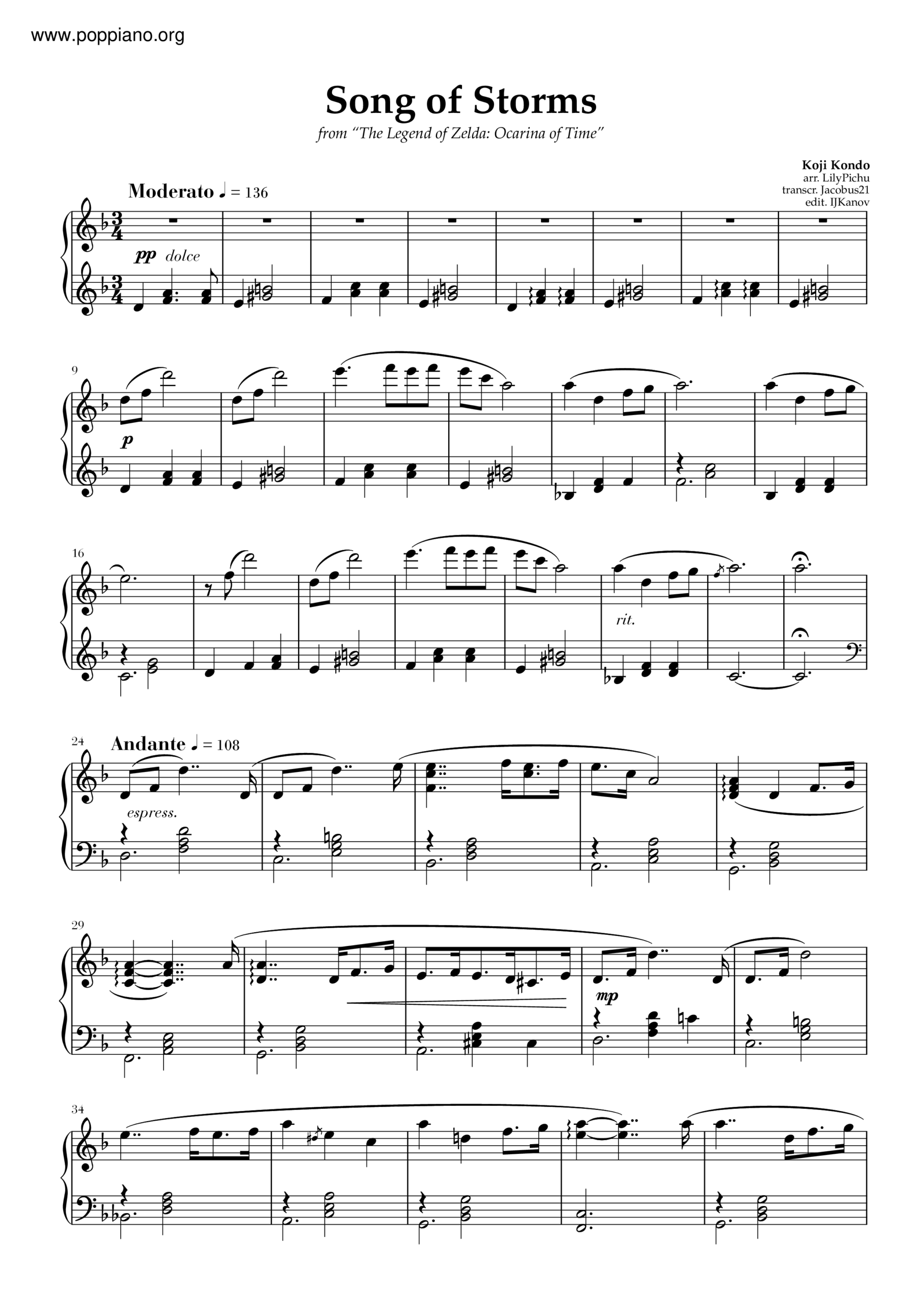  The Legend Of Zelda Song Of Storms II Sheet Music Pdf Free Score Download 