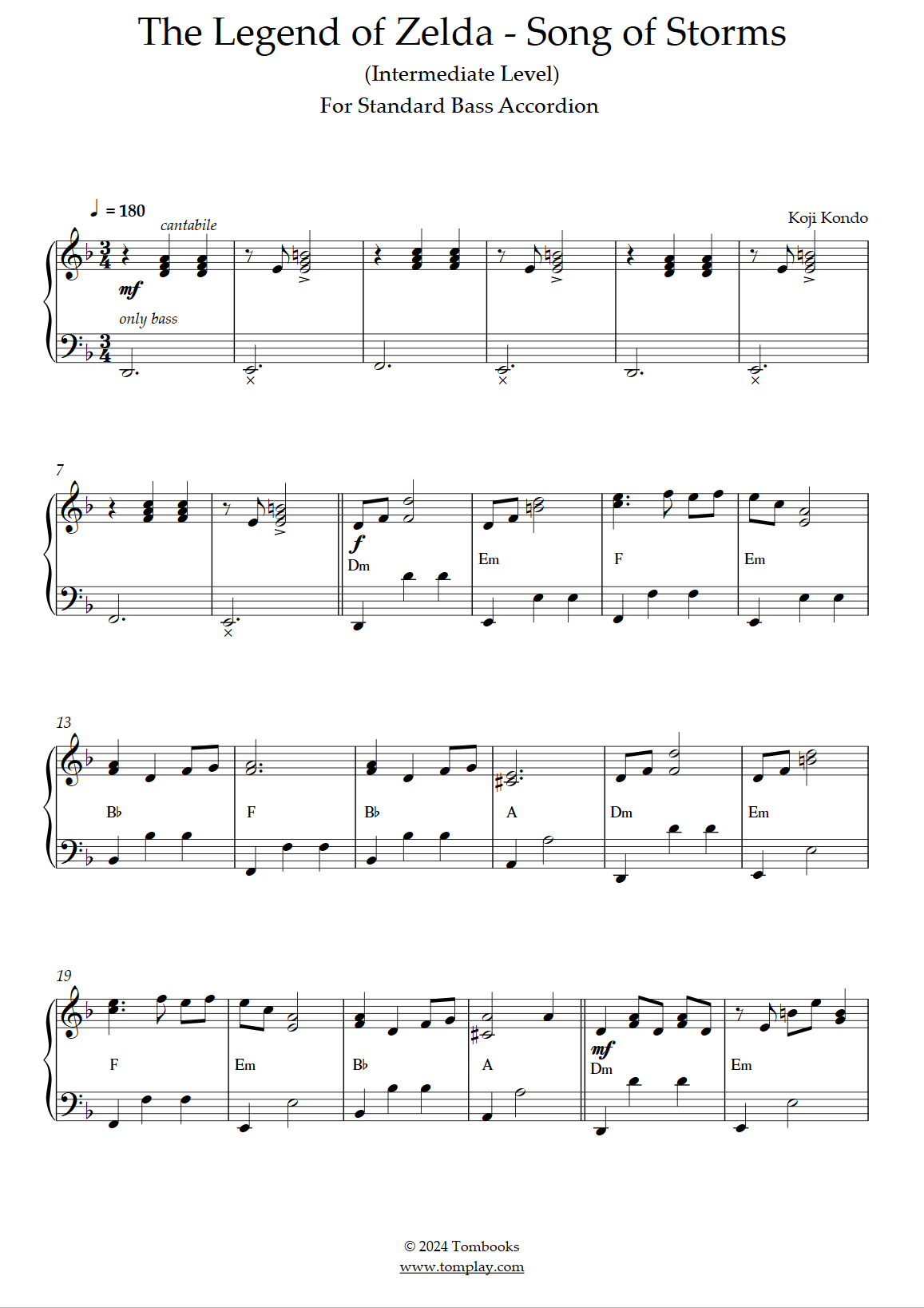 The Legend Of Zelda Song Of Storms Intermediate Level With Orchestra Kondo Koji Accordion Sheet Music The Legend Of Zelda Song Of Storms Intermediate Level With Orchestra Kondo Koji Accordion Sheet Music