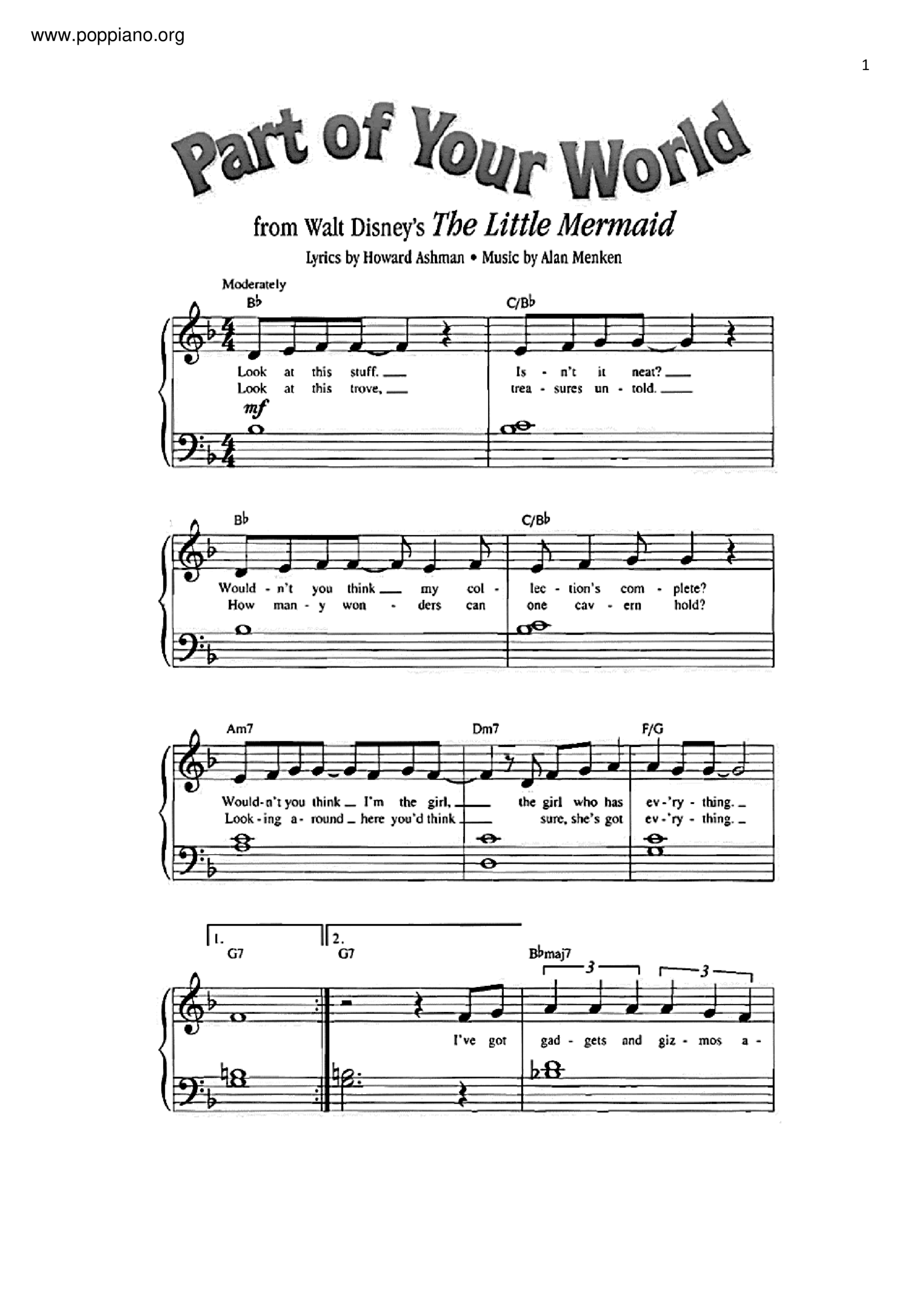 The Little Mermaid Part Of Your World Sheet Music Pdf Free Score Download The Little Mermaid Part Of Your World Sheet Music Pdf Free Score Download