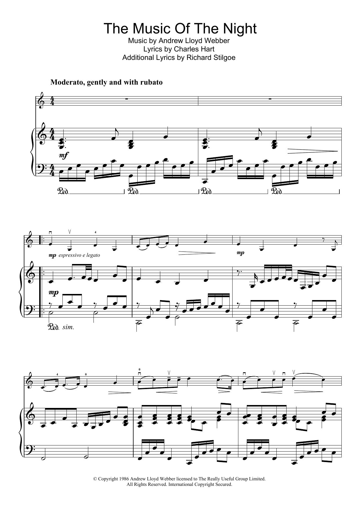 The Music Of The Night from The Phantom Of The Opera By Andrew Lloyd Webber Sheet Music For Violin Solo At Sheet Music Direct