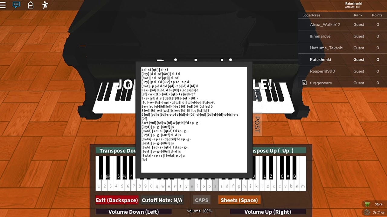 roblox music sheets piano