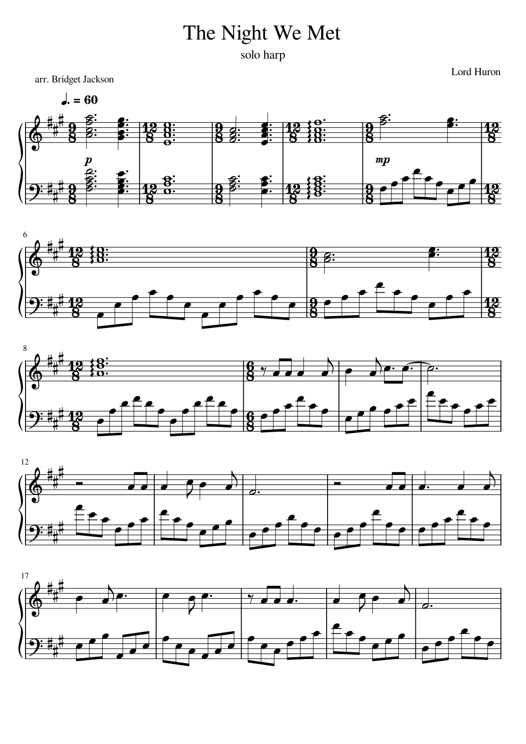 the night we met piano sheet music