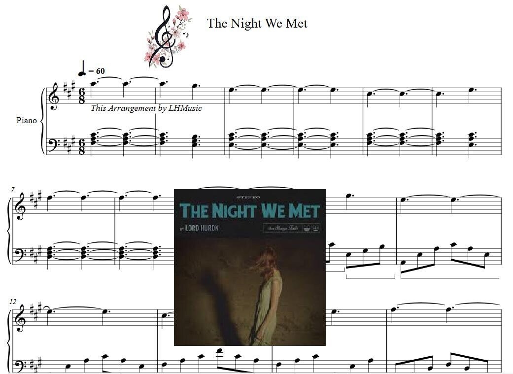 The Night We Met By Lord Huron Piano Sheet Music 4 Pages Printable Music Piano Gifts Music Lover Gift Music Notes Etsy
