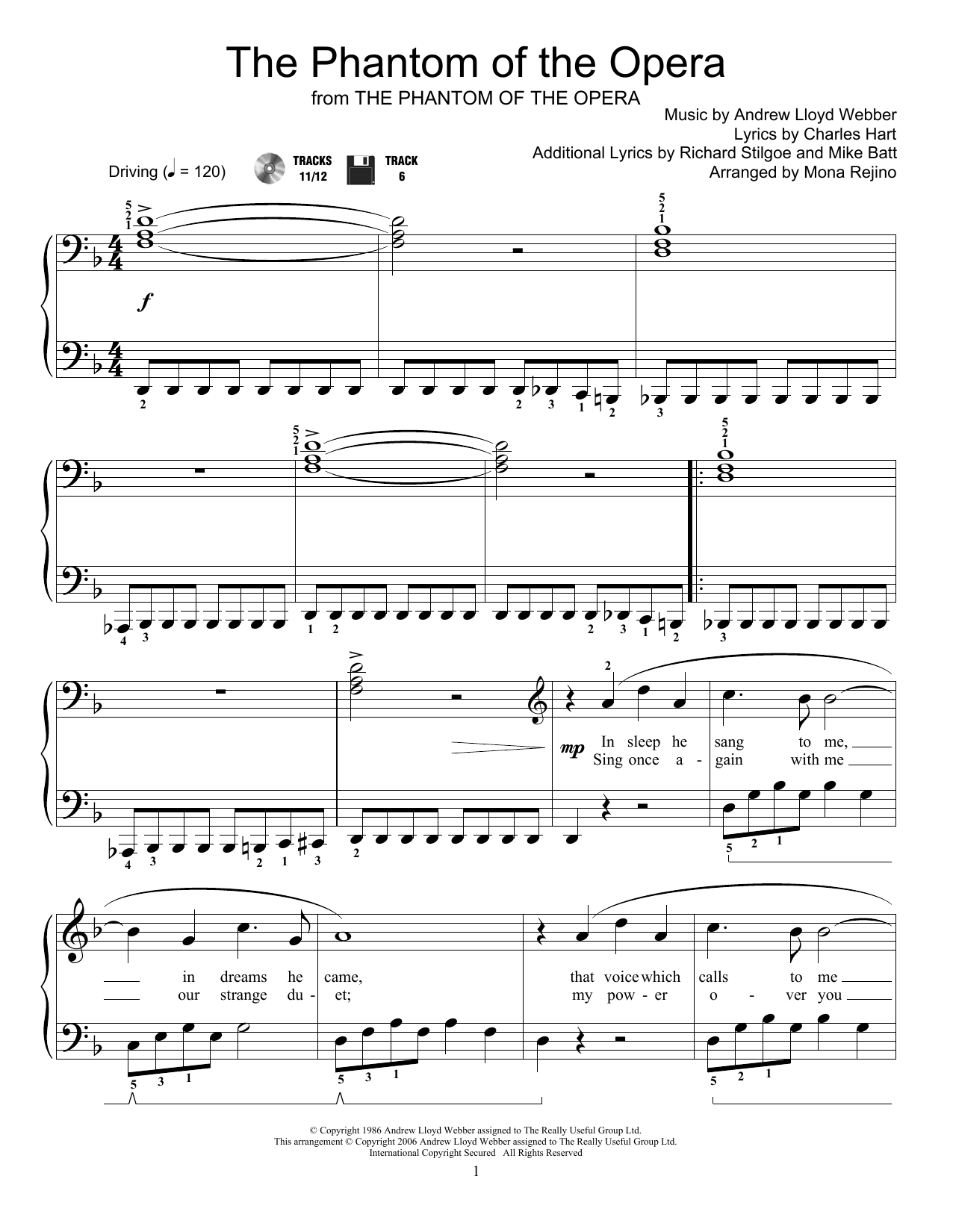 The Phantom Of The Opera By Andrew Lloyd Webber Sheet Music For Educational Piano At Sheet Music Direct