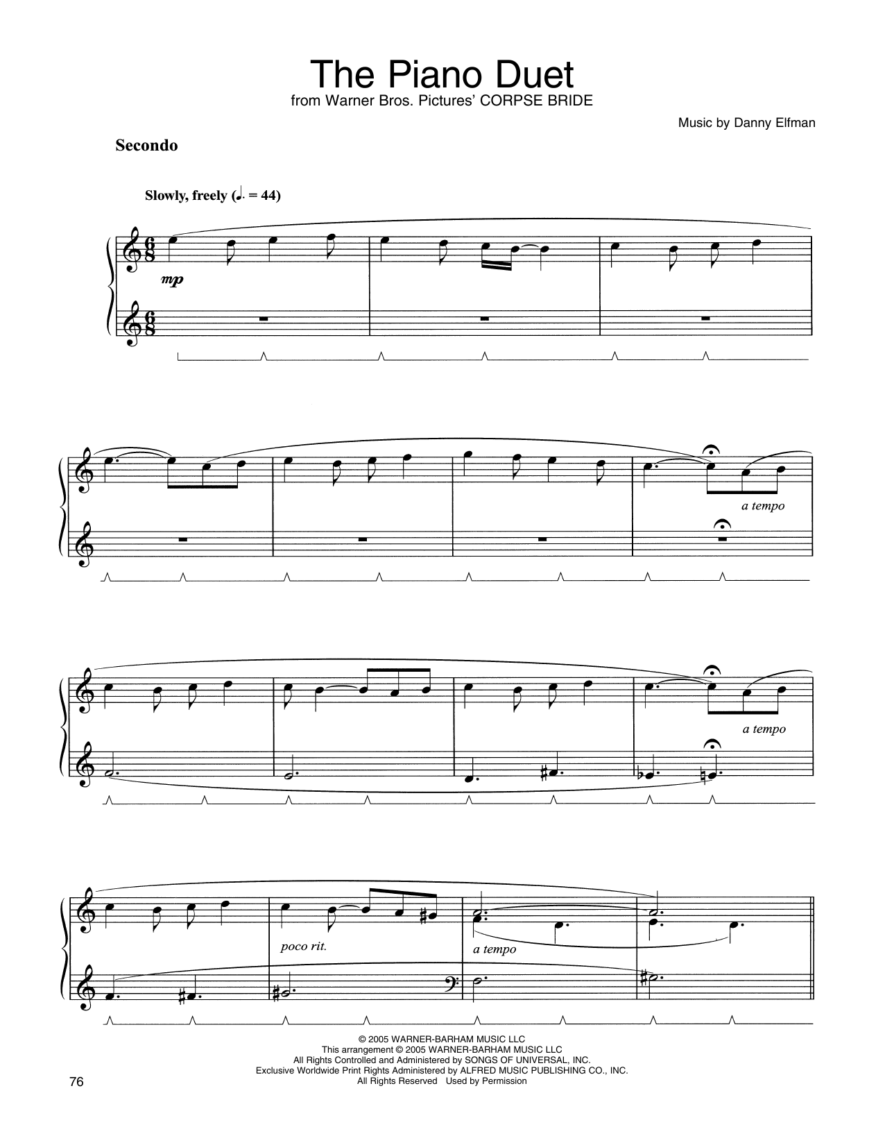 The Piano Duet from Corpse Bride By Danny Elfman Sheet Music For Piano Solo At Sheet Music Direct