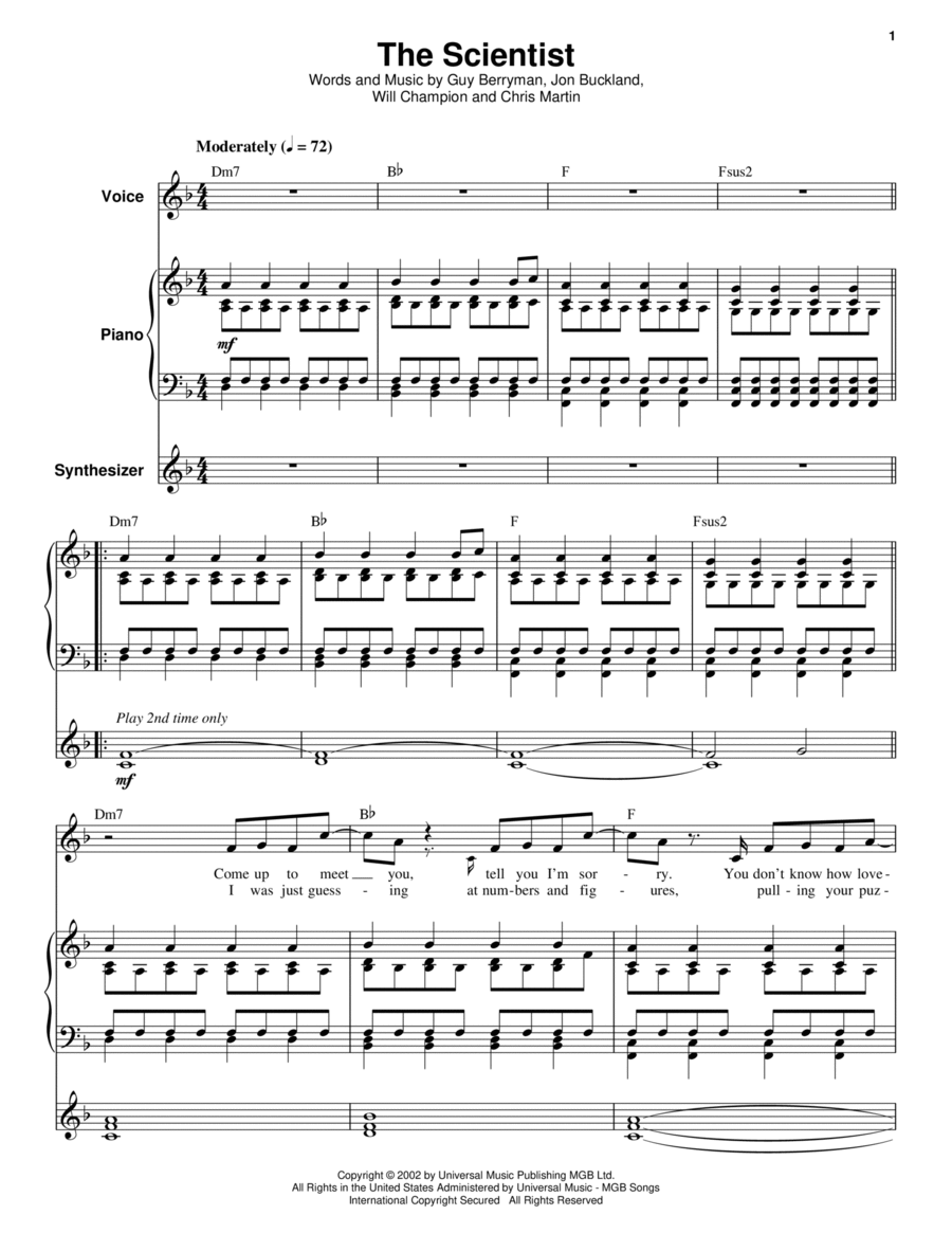 The Scientist By Coldplay Piano Digital Sheet Music Sheet Music Plus The Scientist By Coldplay Piano Digital Sheet Music Sheet Music Plus