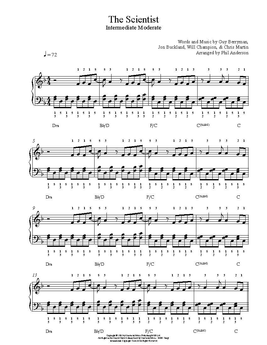 The Scientist By Coldplay Sheet Music Lesson Intermediate Level The Scientist By Coldplay Sheet Music Lesson Intermediate Level