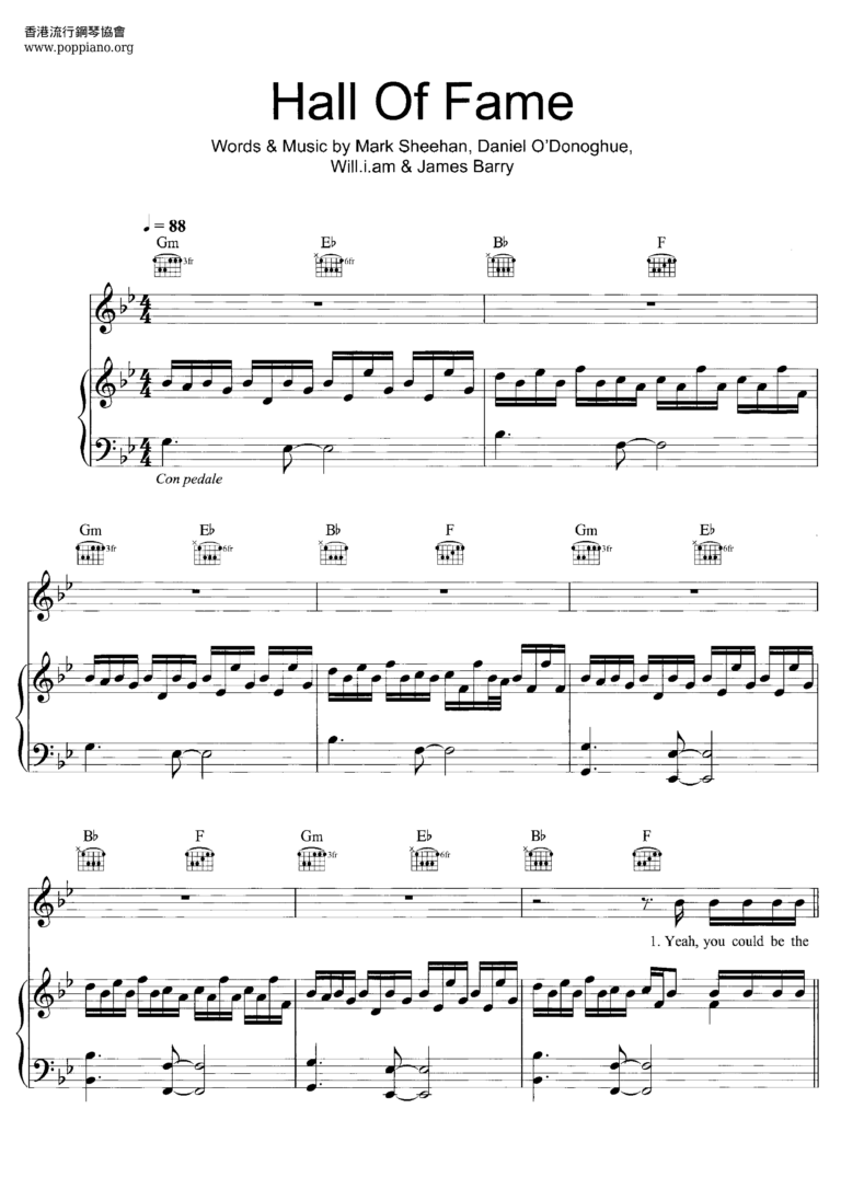  The Script Hall Of Fame Sheet Music Pdf Free Score Download 