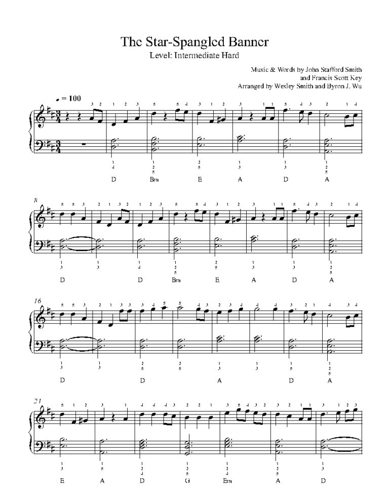 The Star Spangled Banner By Traditional Sheet Music Lesson Intermediate Level