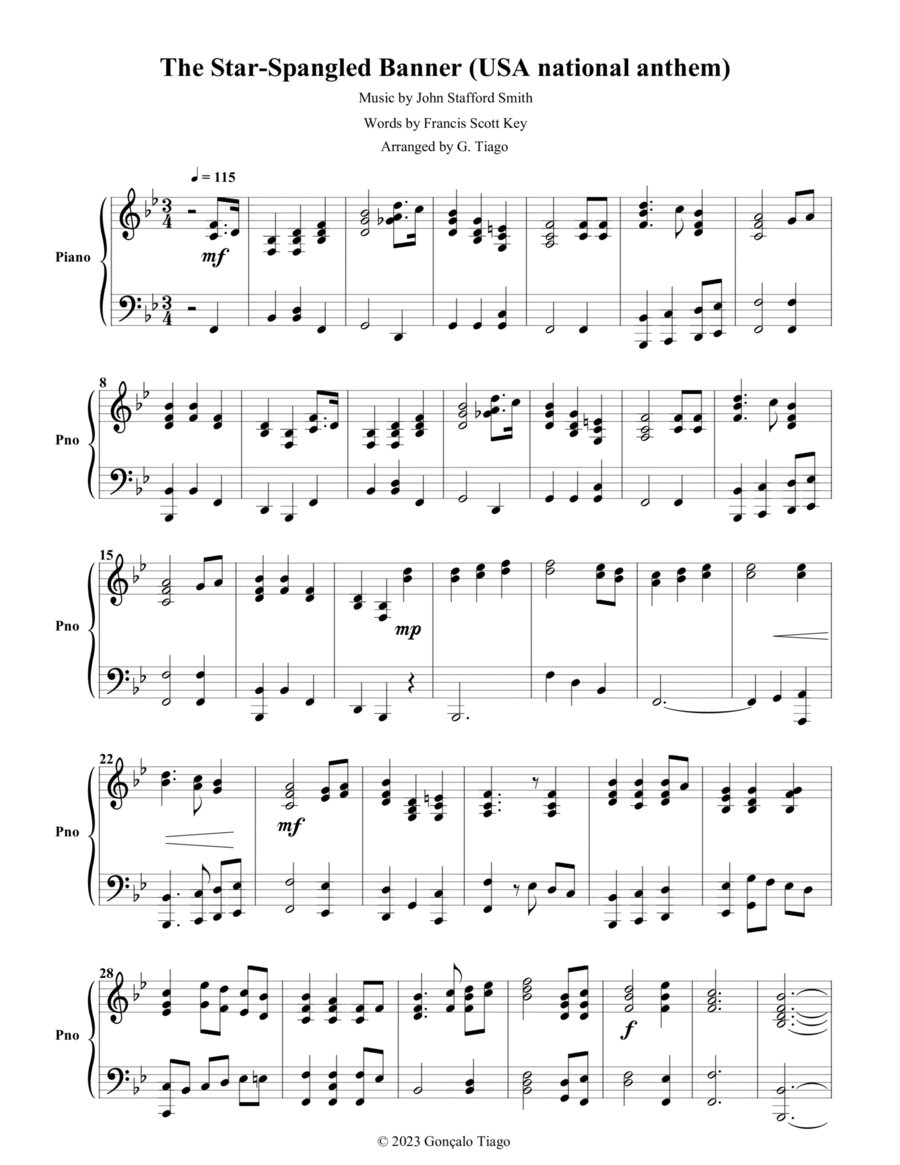 star spangled banner for piano sheet music star spangled banner for piano sheet music